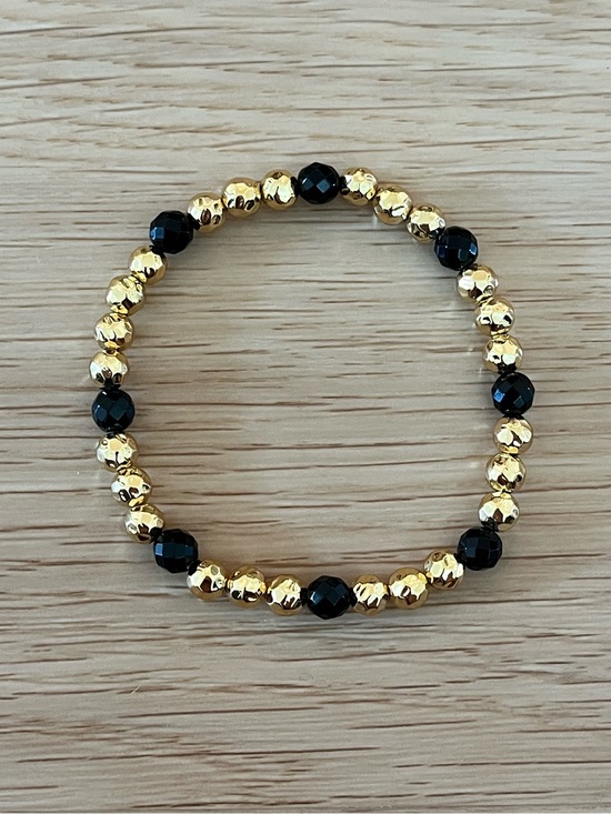 Gorjana Jewelry - Gorjana Power Gemstonen 18k Gold Plated Bead Bracelet with Onyx Stone Accents